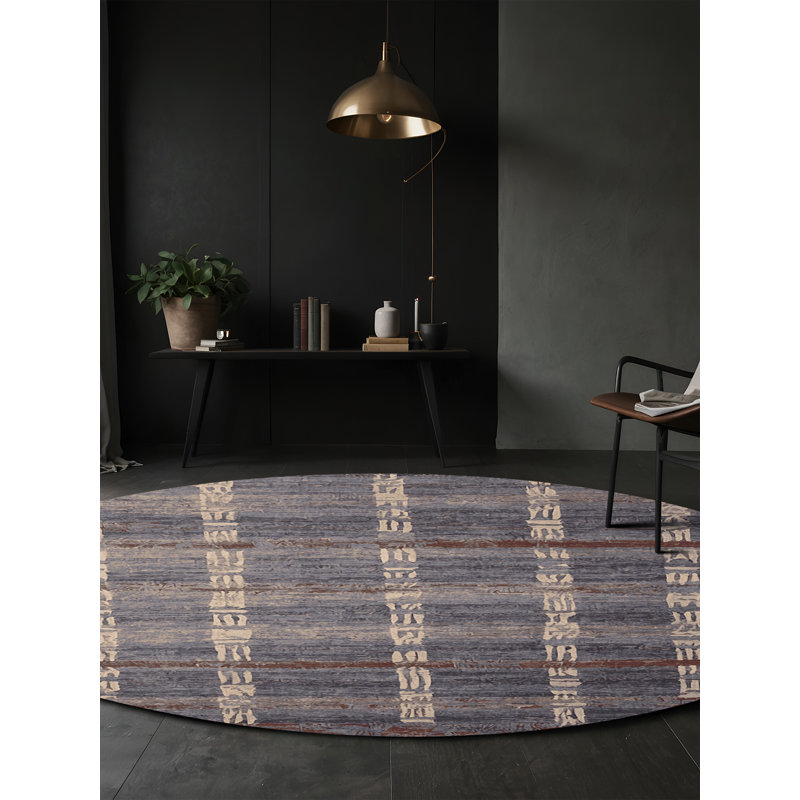 Tapis gris lavable à la machine, Rond 7 pi