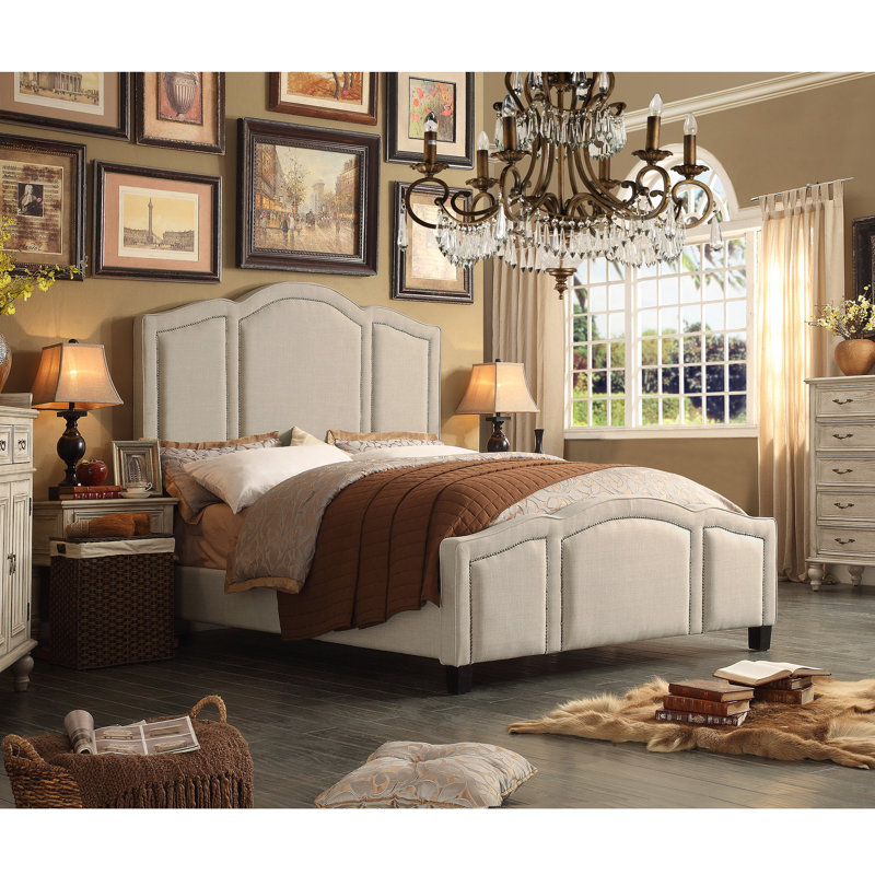 Grand lit tapissier standard Borkowski, Lin - beige