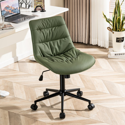 Isayiah Upholsterd Swivel Office Chair Faux Leather Task Chair Computer Desk Chair