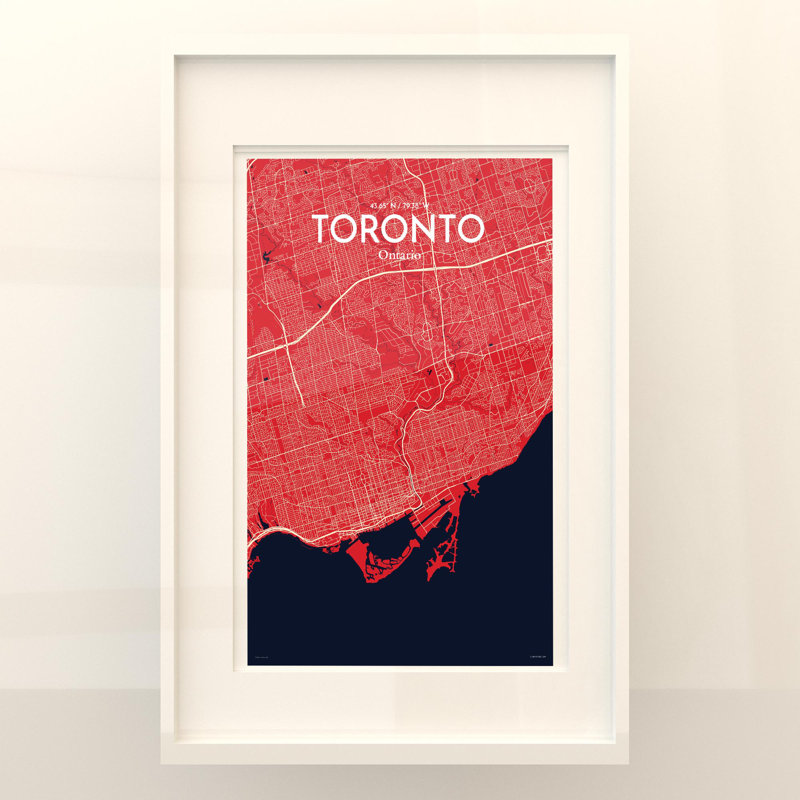 Toronto City Map In Nautical - No Frame Print, 17cm H x 11cm W x 0.05cm D