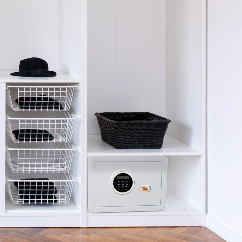 Petit coffre-fort de 1,2 pi3 avec clavier numérique TigerKing pour garde-robe, appartement, dortoir, bureau à domicile, blanc