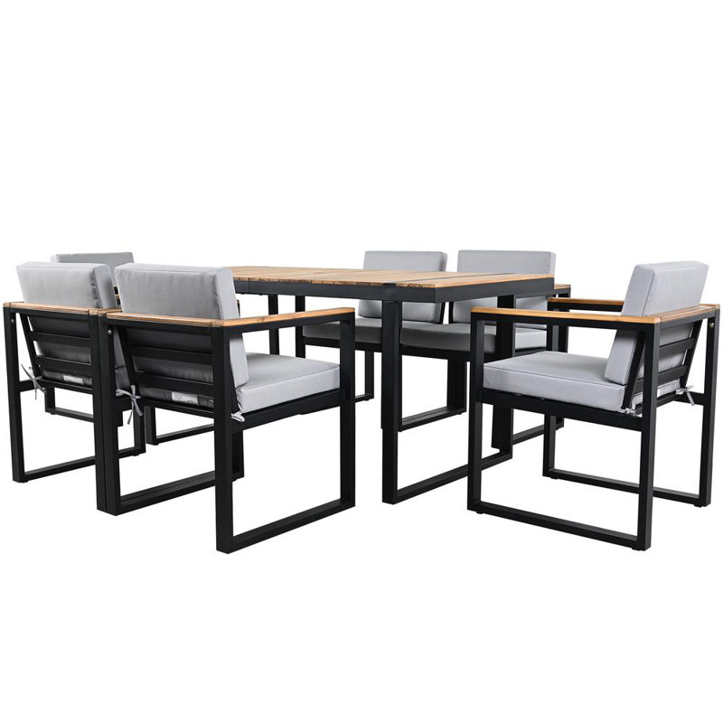 6-Person Outdoor Dining Set, Gray