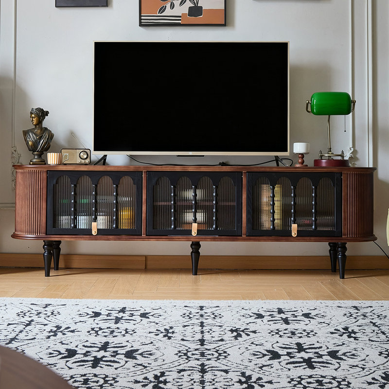 Meuble télé en bois de noyer rétro, H 23,62 po x L 78,74 po x l 15,75 po