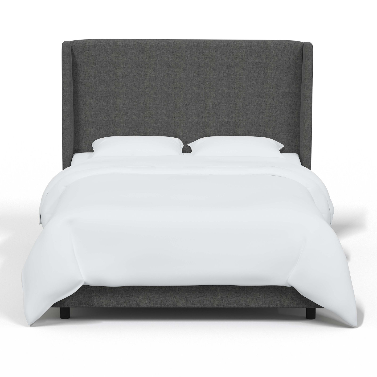 Tilly Upholstered Wingback Bed, King, Zuma Charcoal Textured Linen