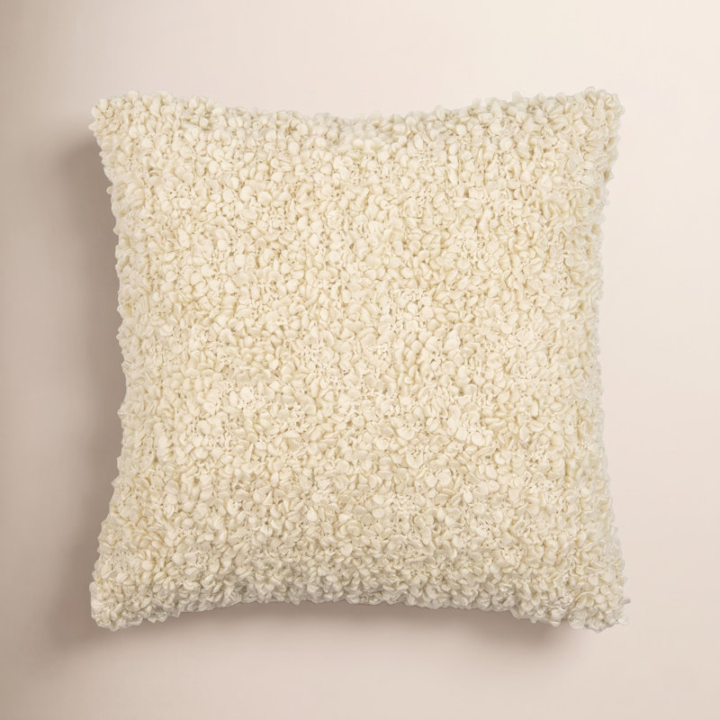 Anella Polyester Throw Square Pillow Cover, 20"H x 20"W, Beige, Polyester/Polyfill