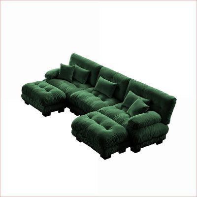Sectional Sofas, Oversized U-Shaped Cloud Modular Sofa for Living Room, Deep Seat with 2 Ottomans|Chenille|Sage Green