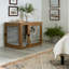 Caisse pour chien de style meuble PETMAker - Chenil en bois d'acacia avec portes doubles et coussin-87236532-87236531