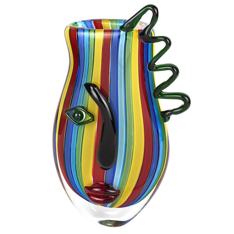 Vase en verre 11 "abstrait peint à la main