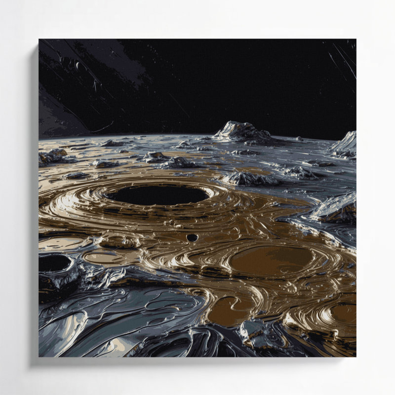 Space Mercury surface Purple Canvas Wall Art, 32" H x 32" W