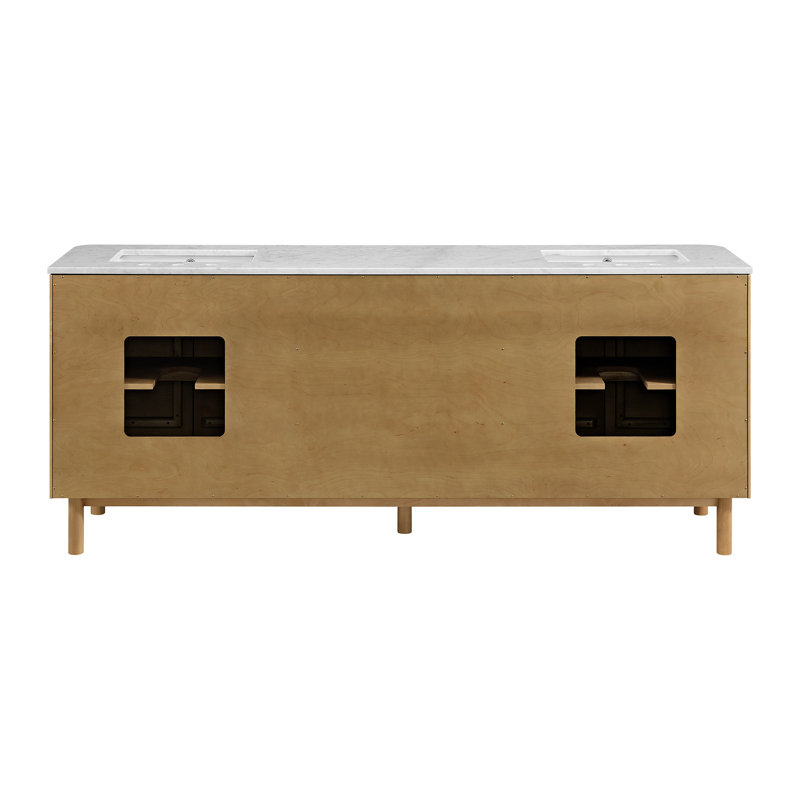 Kensington Double Bathroom Vanity Reeded Birch, 84"