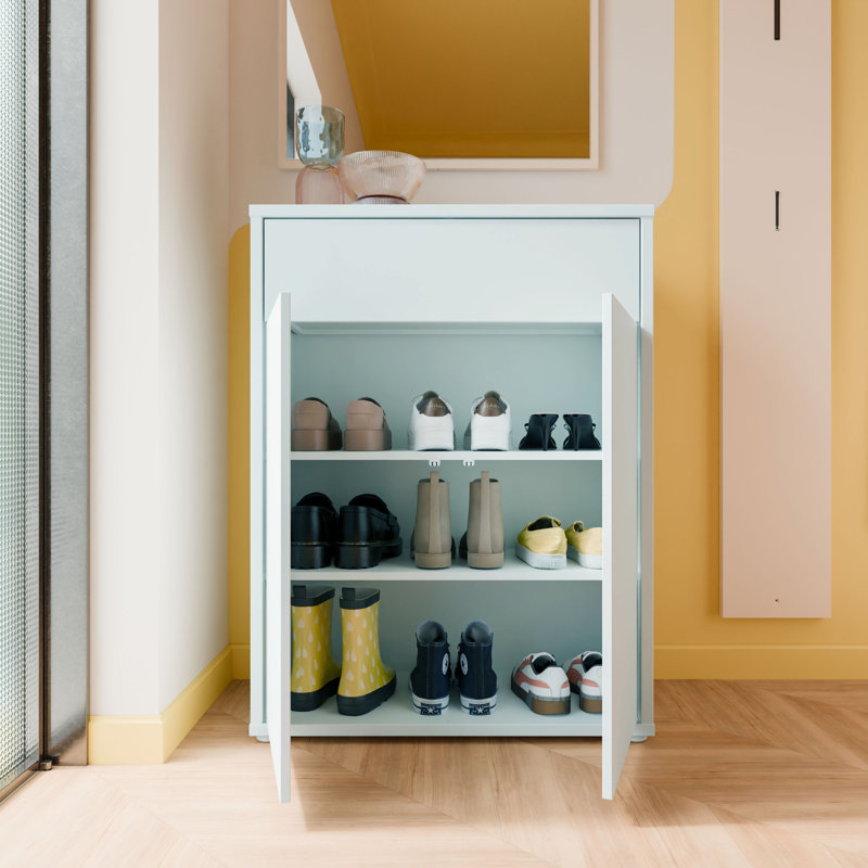Saabir 9 Pair Shoe Storage Cabinet, Light Grey