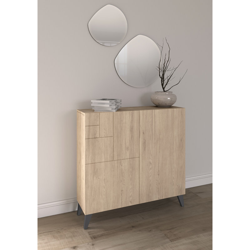 12 Pair Shoe Storage Cabinet, Light Oak/Graphite