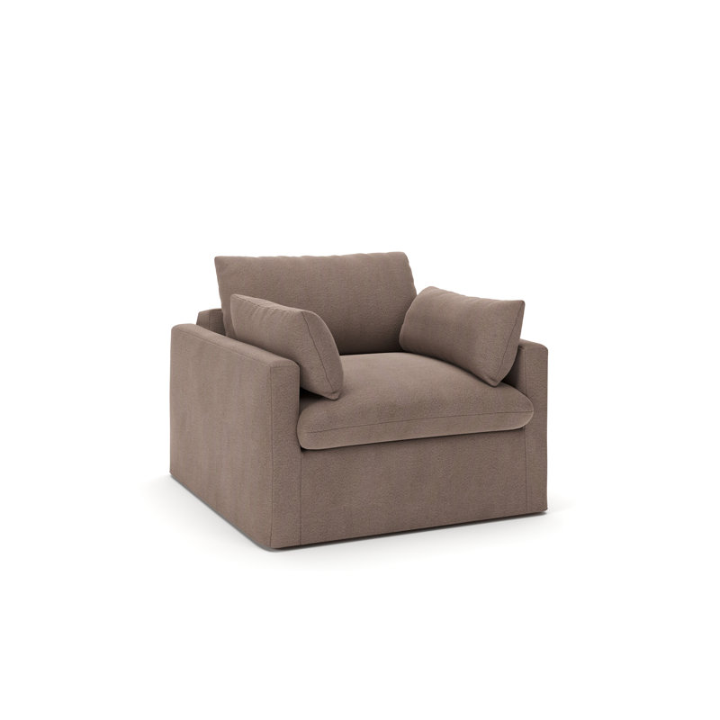 Luna Slipcovered Chair and a Half, Bella Cocoa Performance Velvet