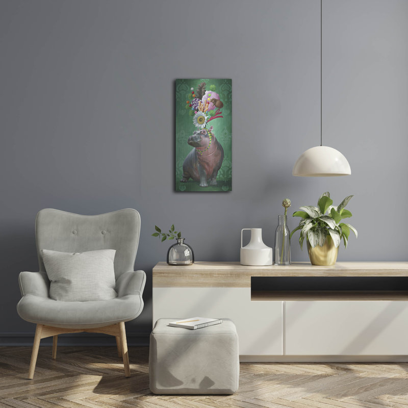  «Party Hippo» par Heather Gauthier, art mural en métal, 12 po x 24 po, H 24 po x l 12 po