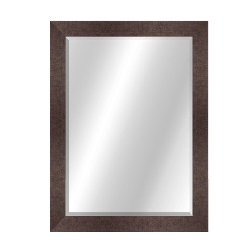 Miroir décoratif en biseau moderne, 34 po x 28 po, Noyer