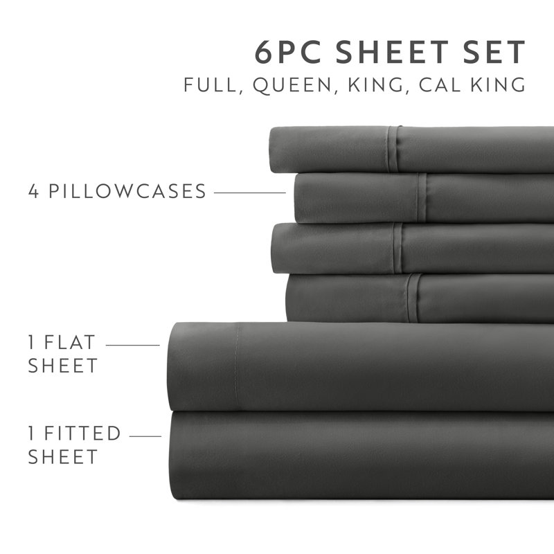 Sheet Set Solid Microfiber Ultra Soft Bedding, Gray, Twin Sheet Set with 2 Pillowcases
