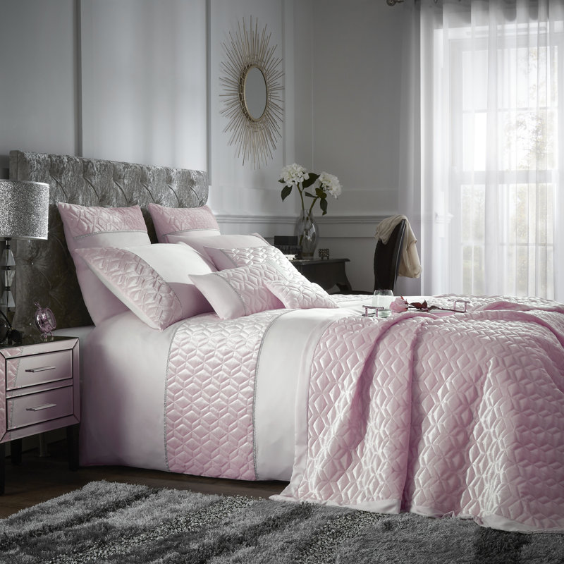 Polyester Solid Colour Duvet Cover with Pillowcases, Super King Duvet Cover + 2 Standard Pillowcases, Pink