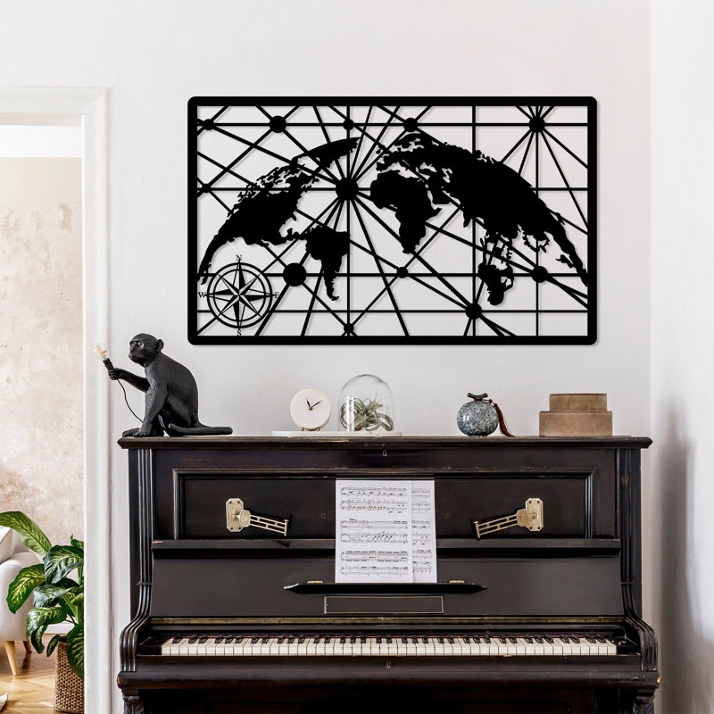 Élégant accessoire mural décoratif en métal noir, 23,6 po x 39,4 po | 100% métal, épaisseur: 0,06 pouce | Léger à 2,2 lb, parfait pour la décoration intérieure, le salon ou le bureau, design élégant et durable