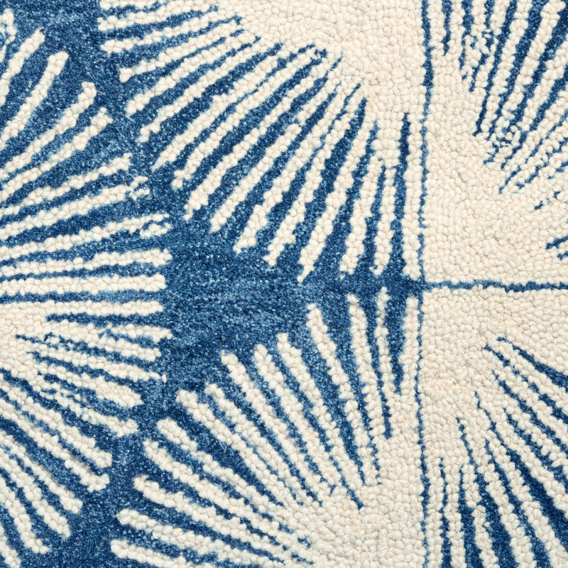 NICOLE MILLER NEW YORK Kendall Fluted Geo Handcrafted Wool Area Rug Navy Blue, Rectangle 6' x 9'