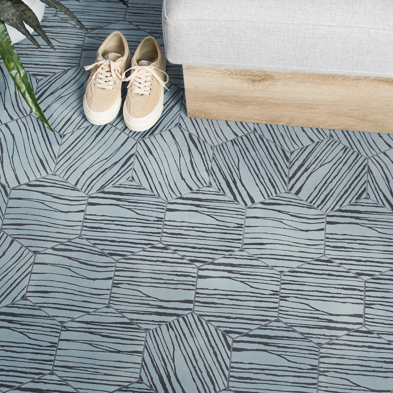 GeoHex Zen 8" Hexagon Matte Porcelain Floor and Wall Tile (9.03 Sq. Ft. / Case), Smoke Turquoise