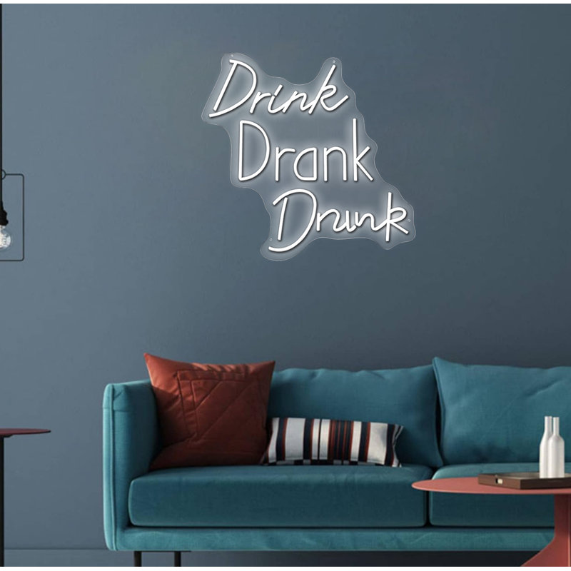 Enseigne néon «Drink Drank Drunk» - 26 po x 26 po