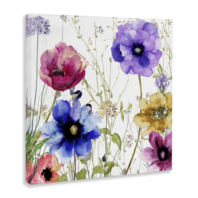 Toile de fleurs de printemps moderne, design par Sasha, H 17 po x l 17 po