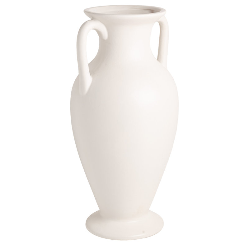 Vase 18 po blanc à deux poignées - Décor classique en céramique pour les vestibules et les salons