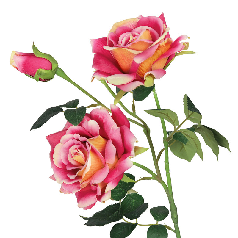 Fleur artificielle rose, Corail, fuchsia