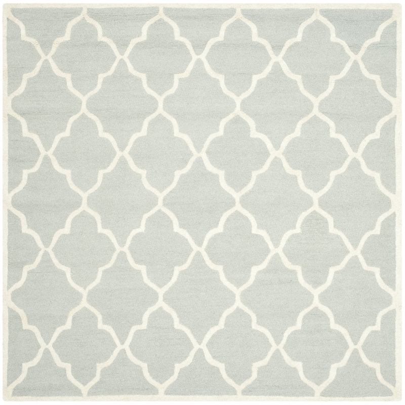 Cannen Hand Tufted Wool Geometric Rug, Square 6'