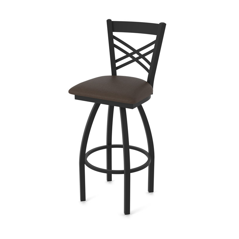 820 Catalina Swivel Stool, Vinyl-Rein Coffee, Black Wrinkle, Extra Tall (36" Seat Height)