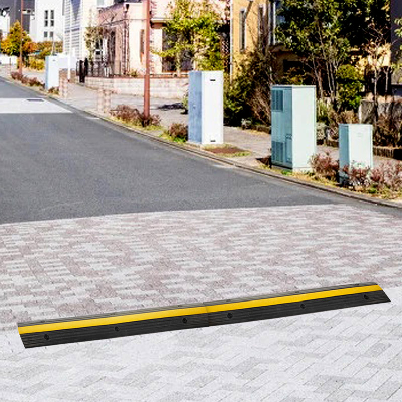 Cable Protector Ramp, 4 Packs 1 Channel Speed Bump Hump, Heavy Duty Rubber