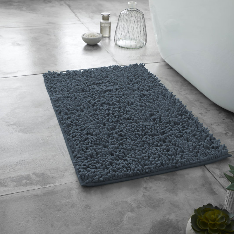 2 Piece Set Rectangle/U-shaped Bath Mat, Dark Grey