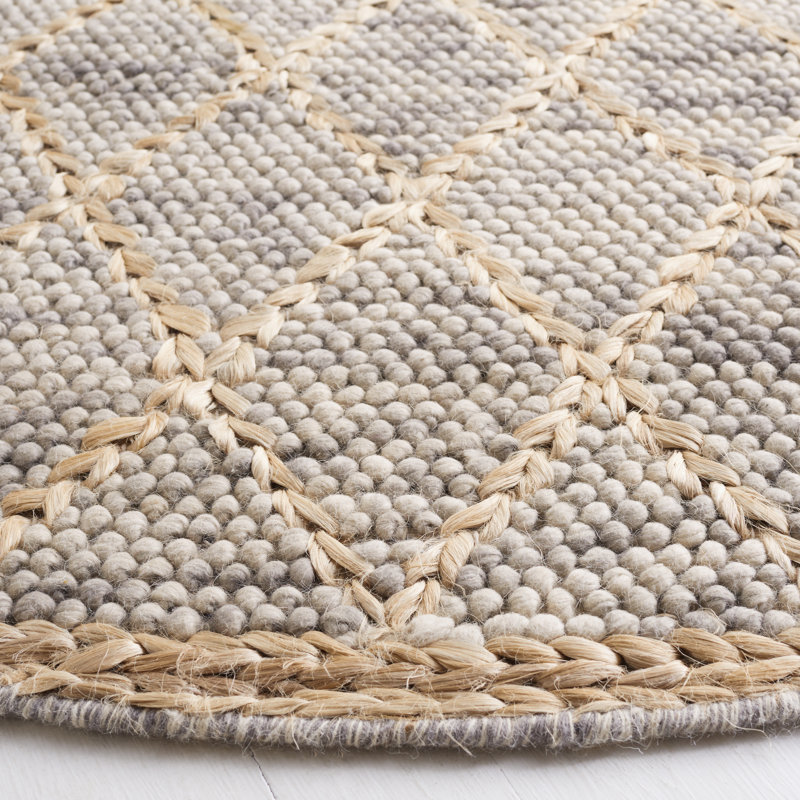 Natura Hand-Woven Geometric Wool and Cotton Rug, Round 4'