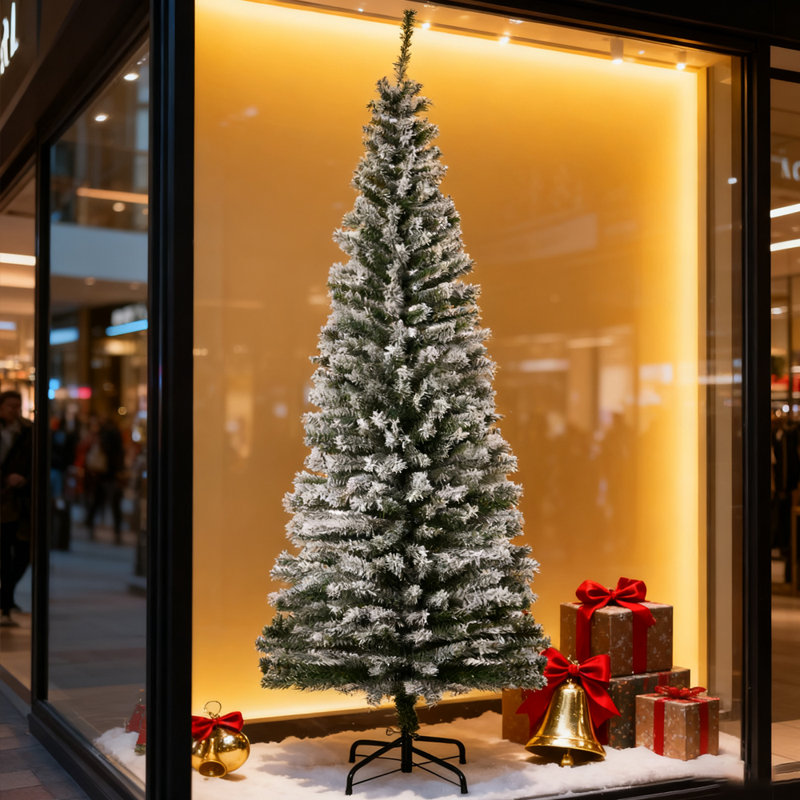 Arbre de Noël artificiel à flocons de neige 6 pieds avec 492 pointes