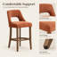 Ensemble de 2 tabourets de bar rembourrés, hauteur du comptoir, pieds en bois, style moderne pour îlot de cuisine, orange