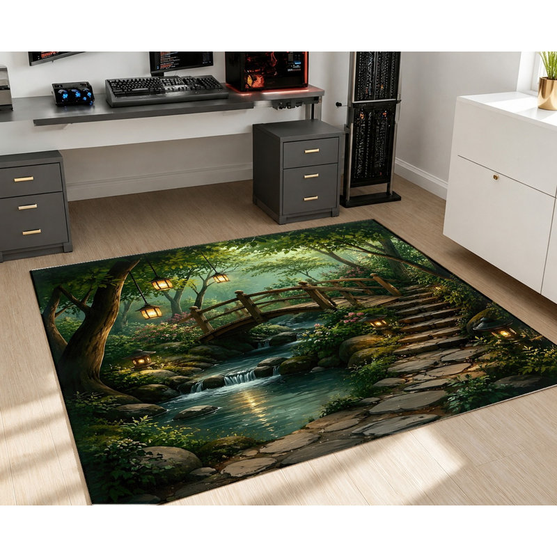 Tapis de forêt Tranquil Woodland Stream, Rectangle 5 pi 3 po x 3 pi 3 po (160 x 100 cm)