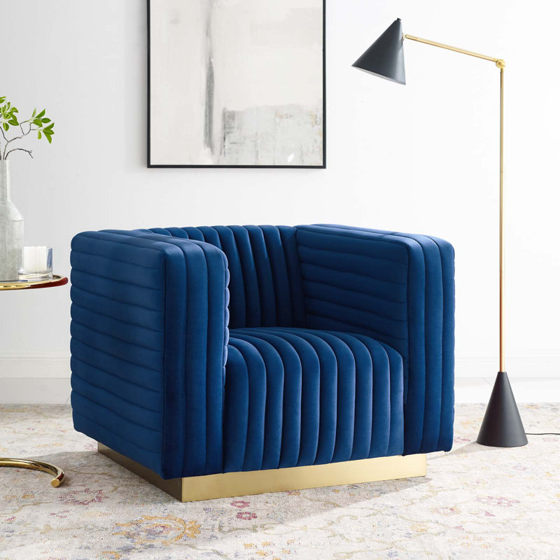 Fauteuil Charisma, Velours bleu marine