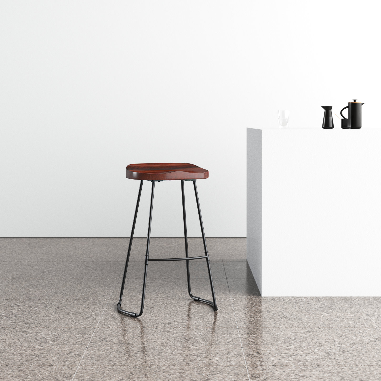 Geonna Solid Wood Bar & Counter Stool, Walnut, Counter Stool (27" Seat Height)