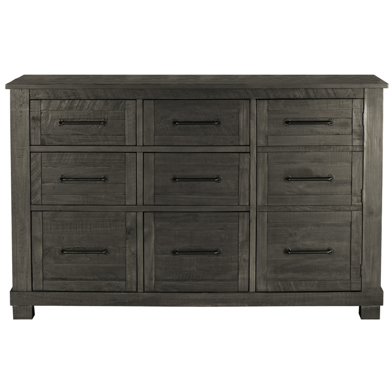Carney 9-drawer Solid Wood Dresser, Charcoal