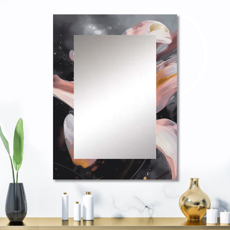 «White Graceful Lilies IV - Lily», miroir mural unique, grand miroir blanc, impression d'art en métal, 32 po x 24 po