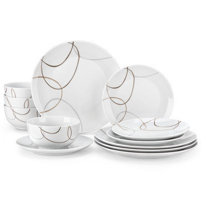 Piece Porcelain China Dinnerware Set - Service for 4