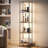 Dimmable LED Display Shelf With Adjustable Colour Temperature, Lighted Display Cabinet For Collectibles, Sturdy Floor Lamp With Shelves, Rustic Home Decor