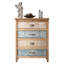 Commode vintage à 4 tiroirs avec motif en bois patiné et orné