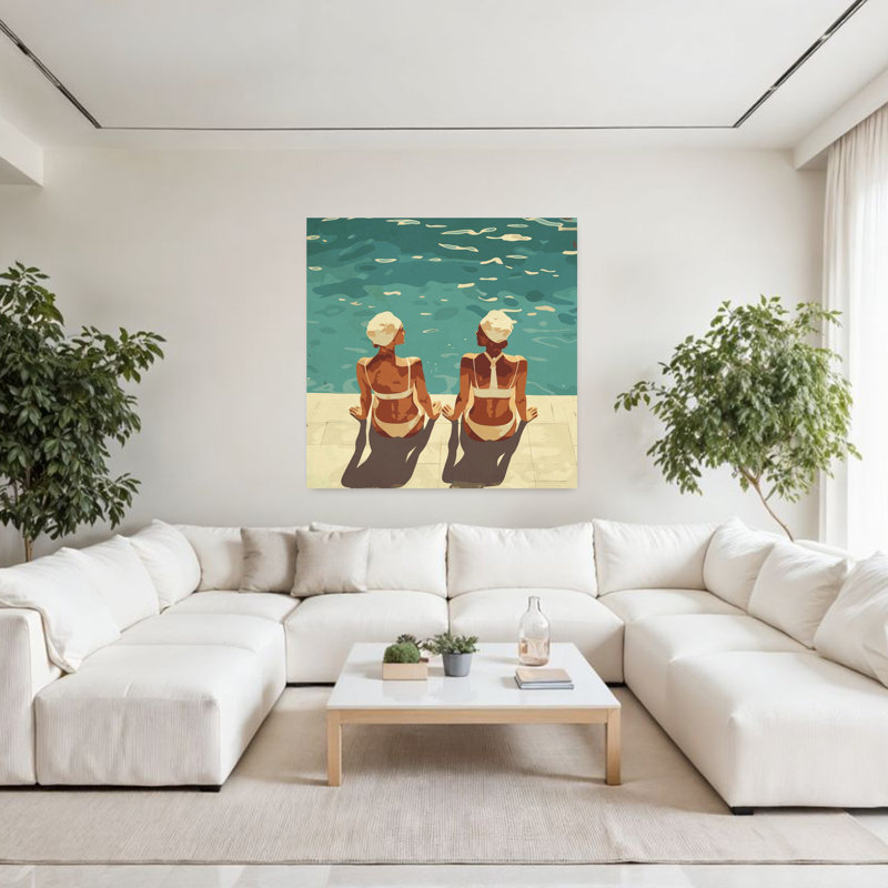 Femmes, art rétro d'été, H 48 po x l 48 po