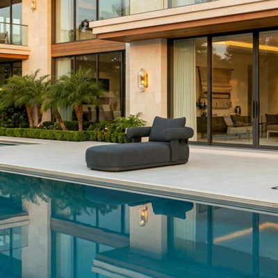  Ensemble de 2 chaises longues d'extérieur en aluminium avec coussin lombaire et accoudoirs pour terrasse au bord de la piscine