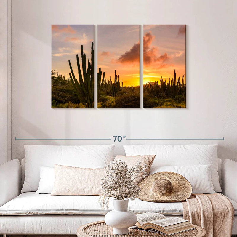 Harnek cactus coucher de soleil, H 28 po x l 45 po