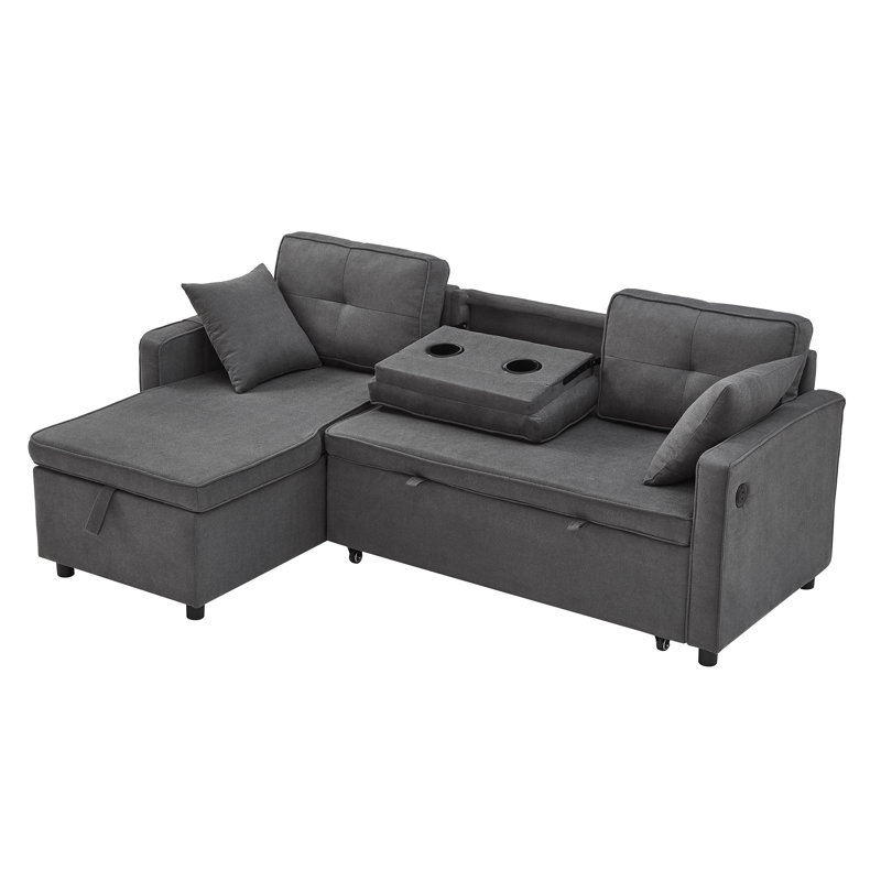 3 Seater Linen Sofa Bed, Grey