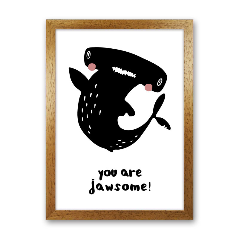 Shark by Miniofmine - Print, 34cm H x 25cm W x 3cm D, Brown Framed