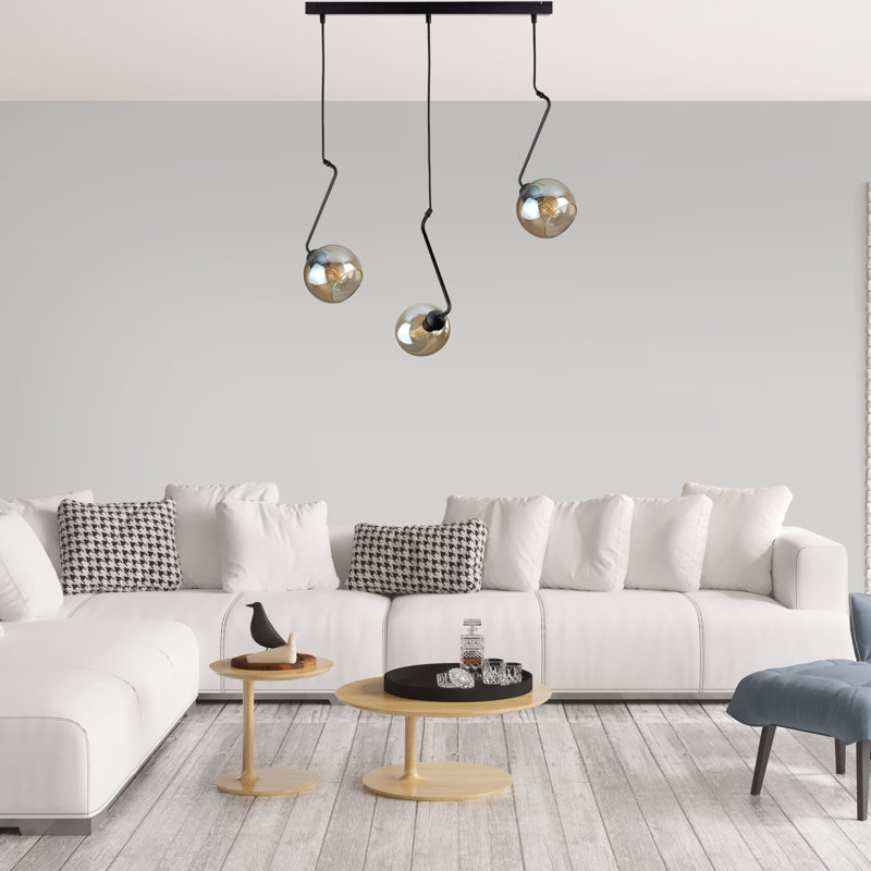 Betim - Light Matte Black Unique/Statement Pendant, Gold/Orange, 3