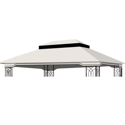 Auvent de remplacement pour pavillon de jardin 10 pi x 12 pi - beige / blanc Tissu de qualité. , Eau, décoloration. Avec les drains et la housse d'extérieur protégés. Hydrofuge, se décolore. Double niveau avec filet de trous de drainage